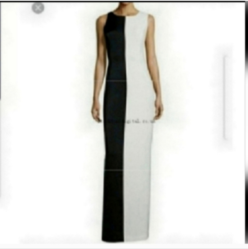 New  Halston heritage black and white dress